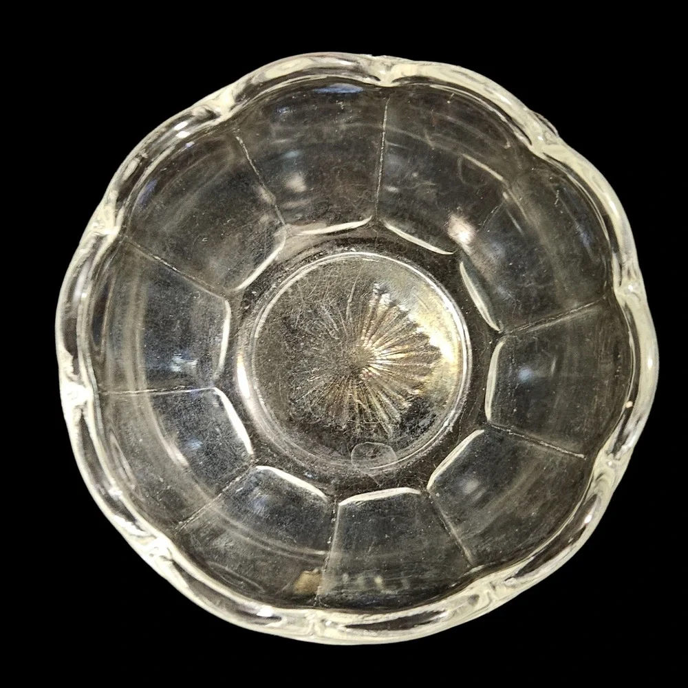 Vintage Clear Depression Glass Dessert Bowls Set of 3 Scalloped Paneled